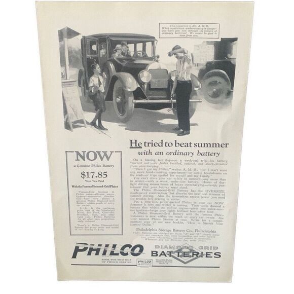 Vintage 1923 Philco Batteries Tried to Beat Summer Ad Advertisement - Picture 2 of 4
